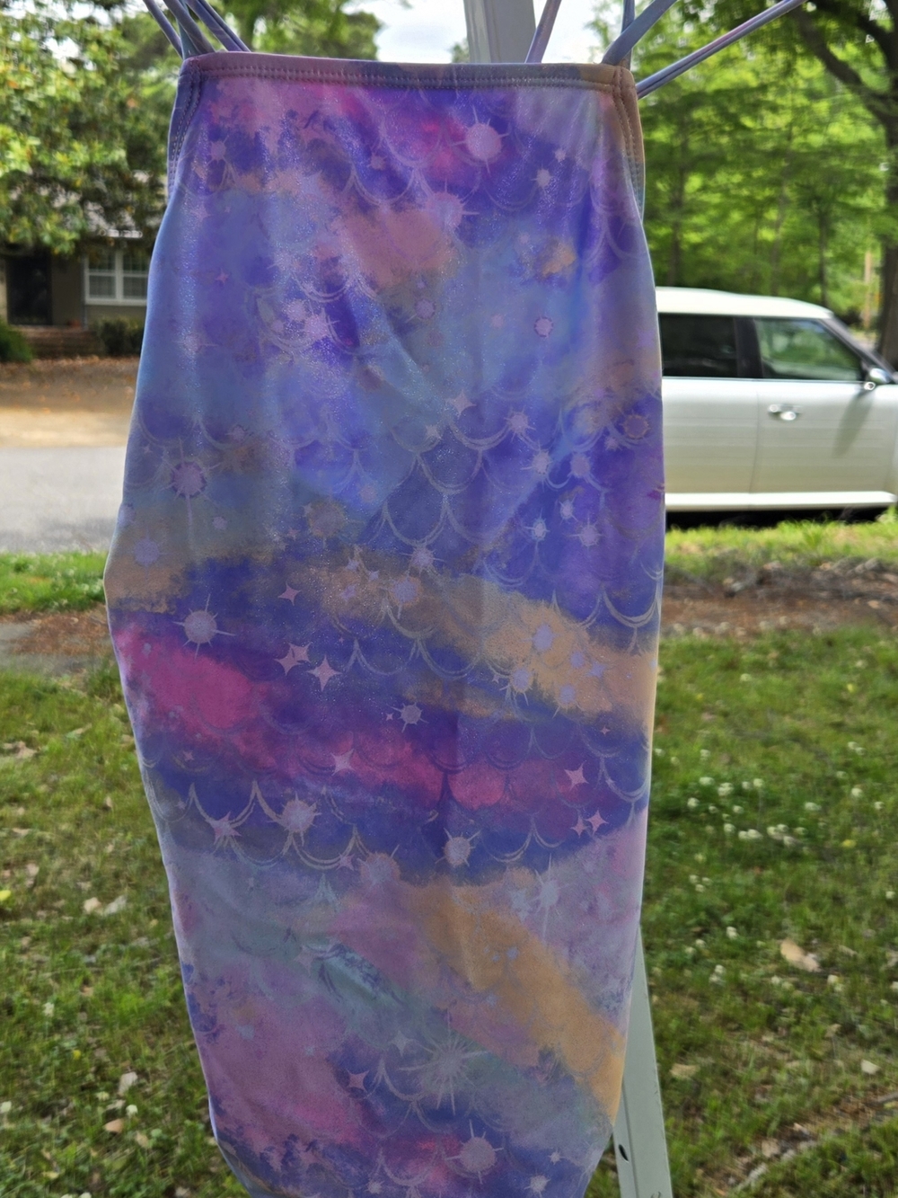wonder nation Purple & Pink Watercolor Girls Swim Suit